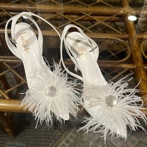 Lulu's White Feathered Heels